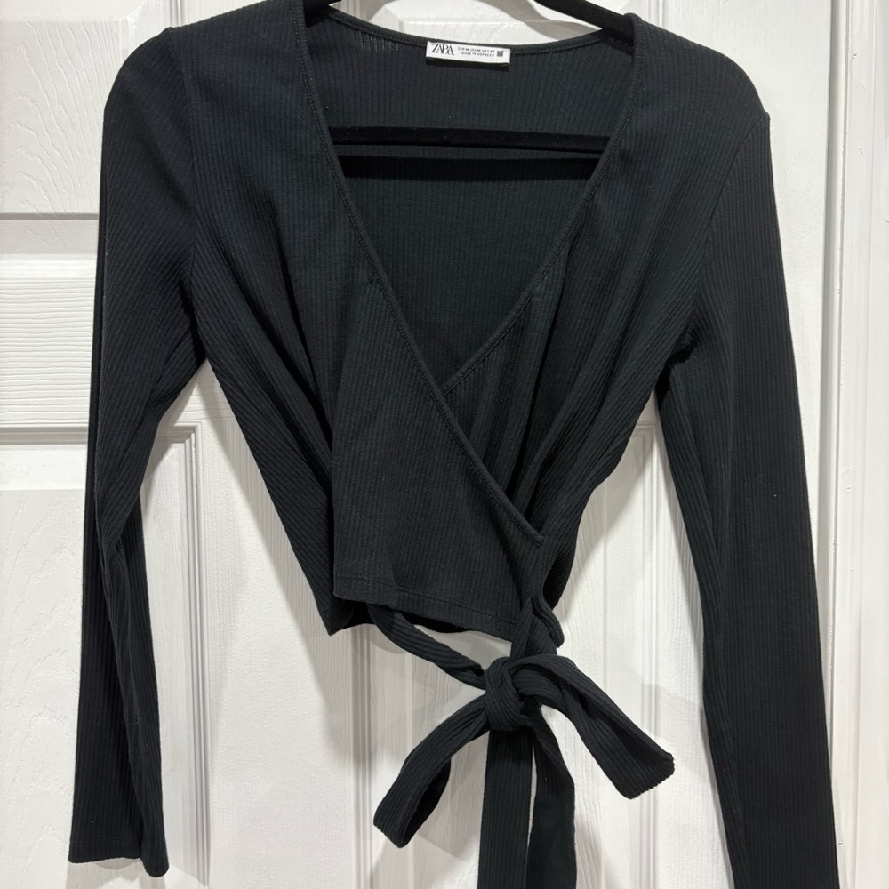 Zara Black Wrap Top
